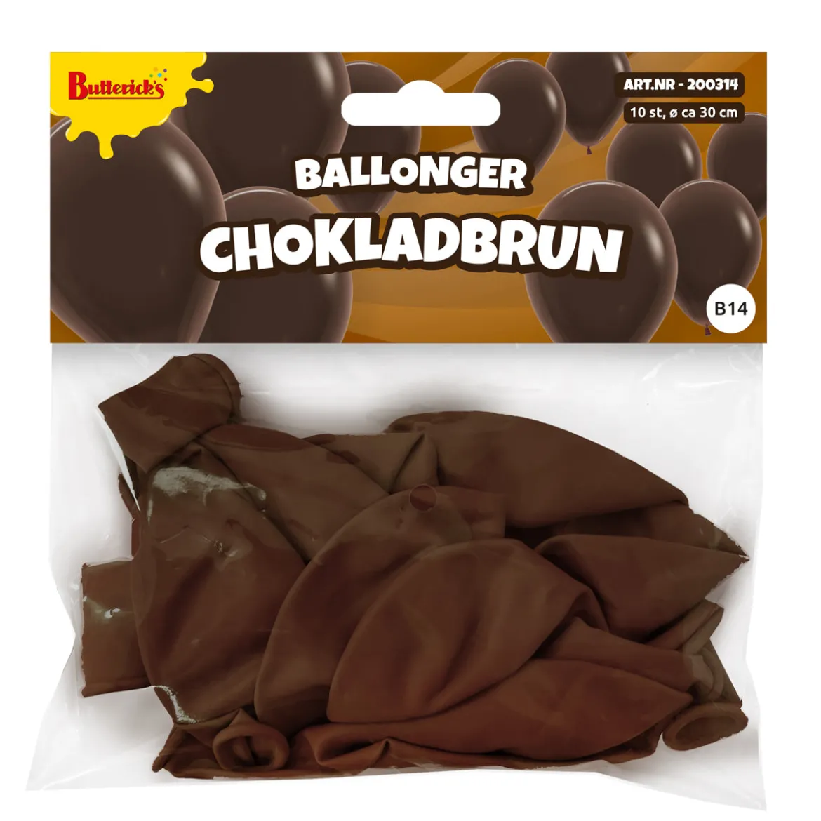 Ballonger, chokladbrun 30 cm 10 st