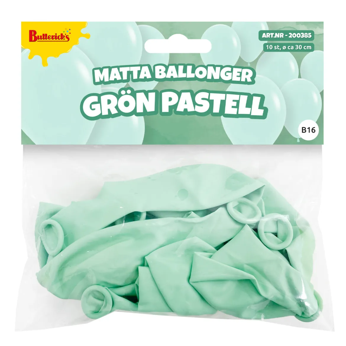 Ballonger, matta grön pastell 10 st