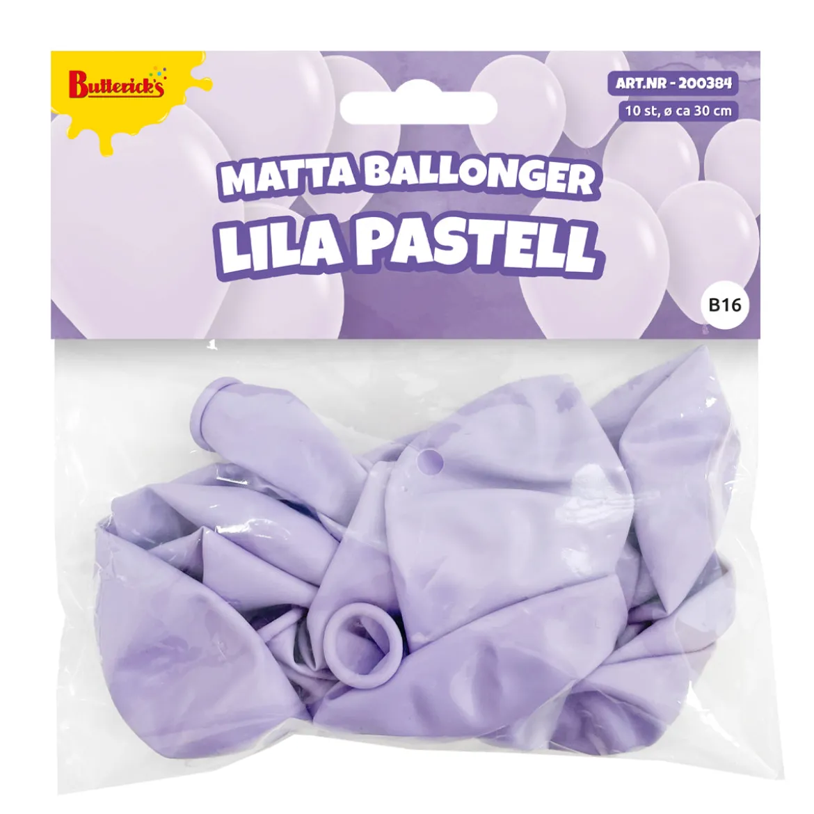 Ballonger, matta lila pastell 10 st
