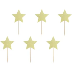 Cupcake toppers, stjärnor guld 6 st