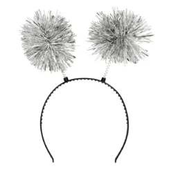 Diadem, pompom silver