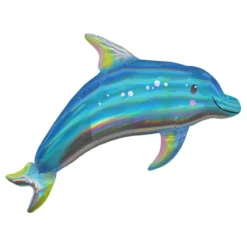 Folieballong, delfin blå 73x68 cm