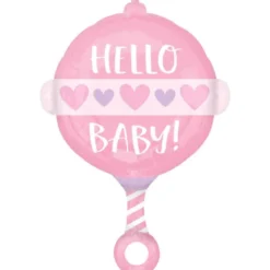Folieballong, hello baby rosa 60x43 cm