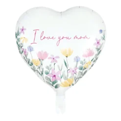 Folieballong, I love you mom vit 46 cm