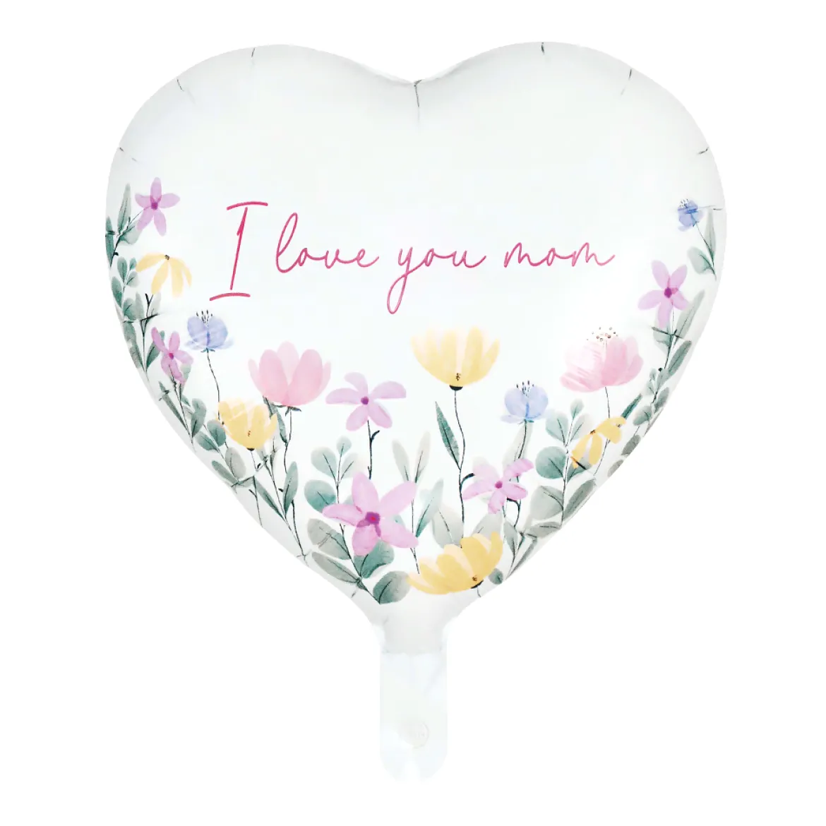 Folieballong, I love you mom vit 46 cm