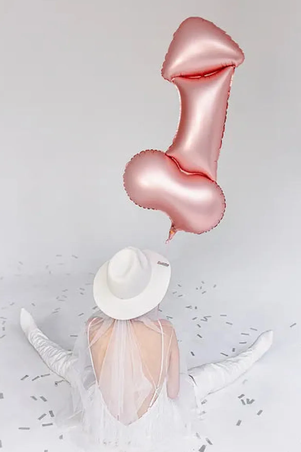 Folieballong, penis roséguld 55x112 cm