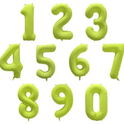 Folieballong siffra, 1 neon gul 86 cm