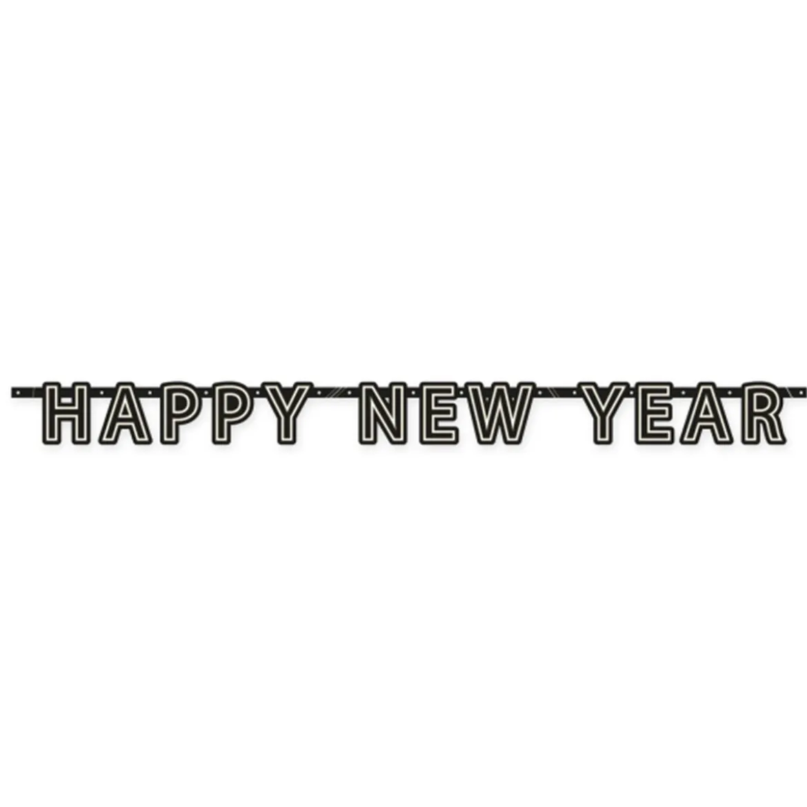 Girlang, happy new year svart 180x13 cm