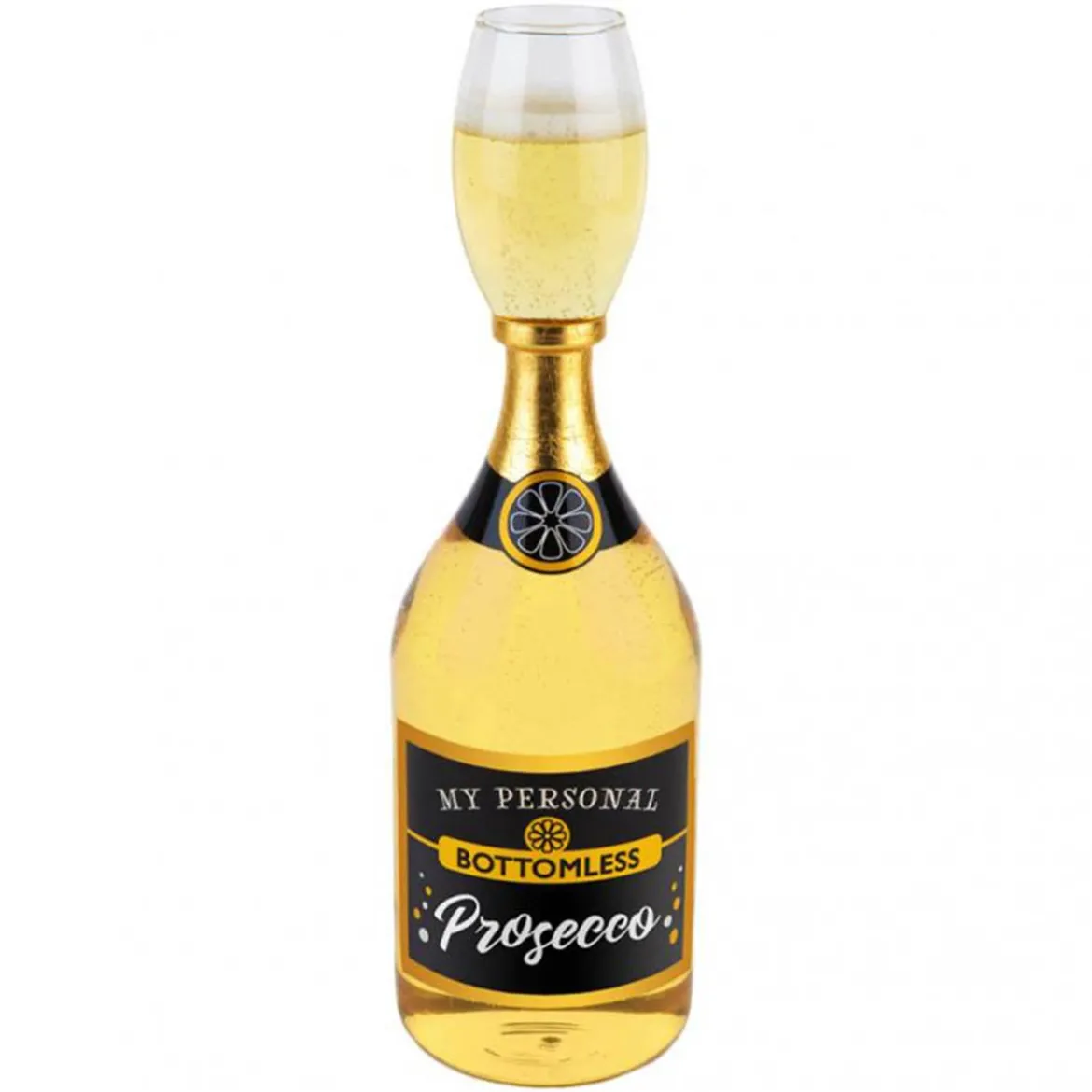 Glas, prosecco bottle