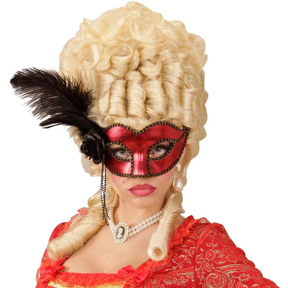 Ögonmask, red venice med fjäder
