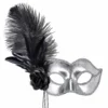 Ögonmask, silver venice med fjäder