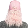 Keps med hår, rosa