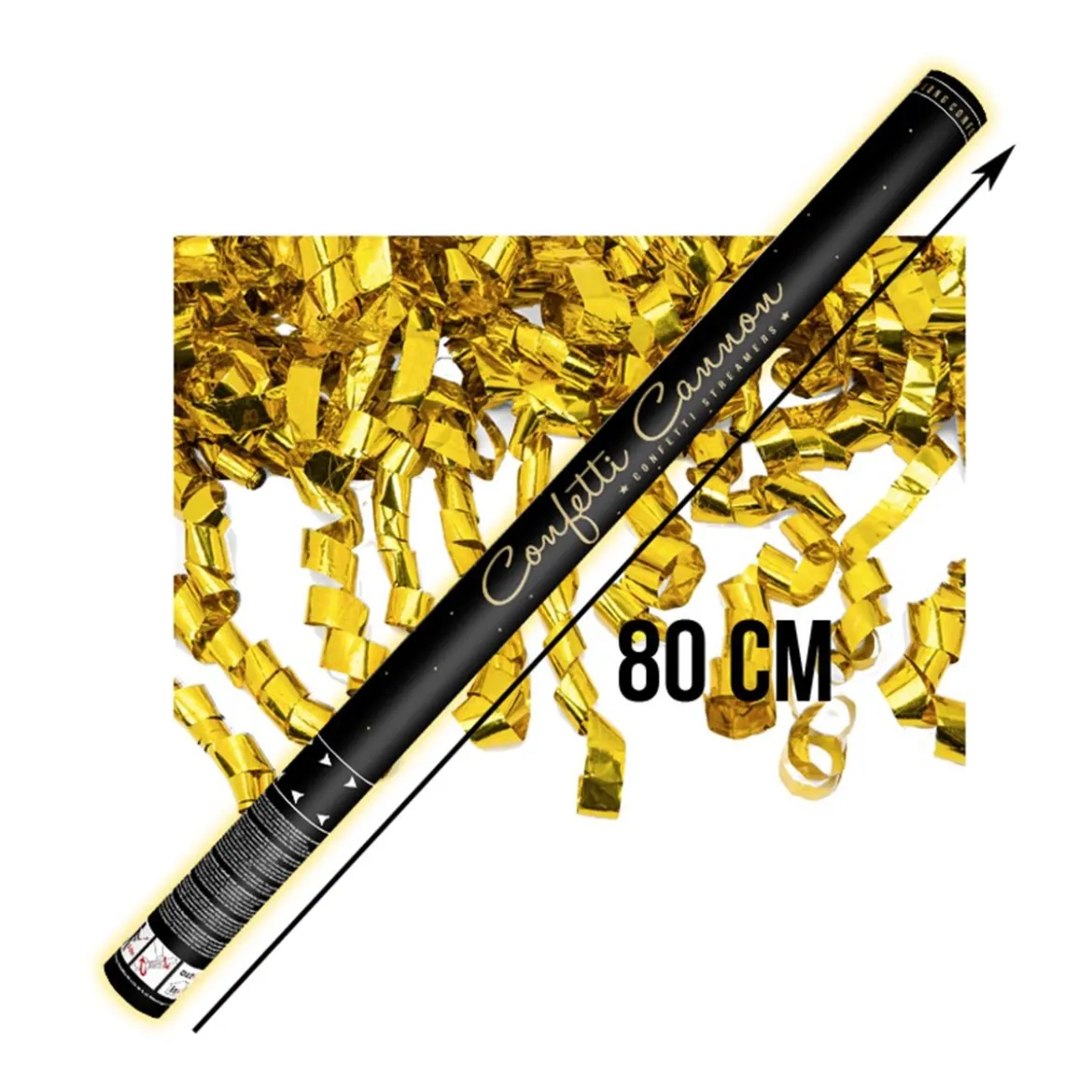 Konfettibomb, guld streamers 80 cm