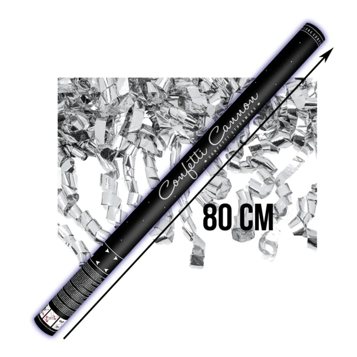 Konfettibomb, silver streamers 80 cm