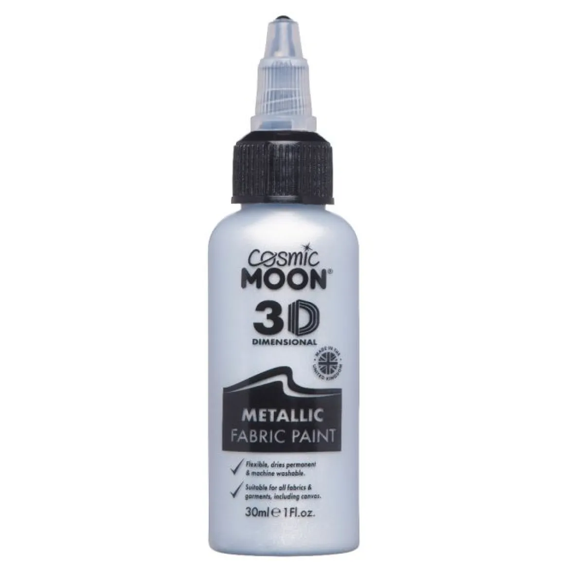 Moon Textilfärg 3D självlysande, metallic silver 30 ml