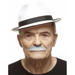 Mustasch, butler grå/vit