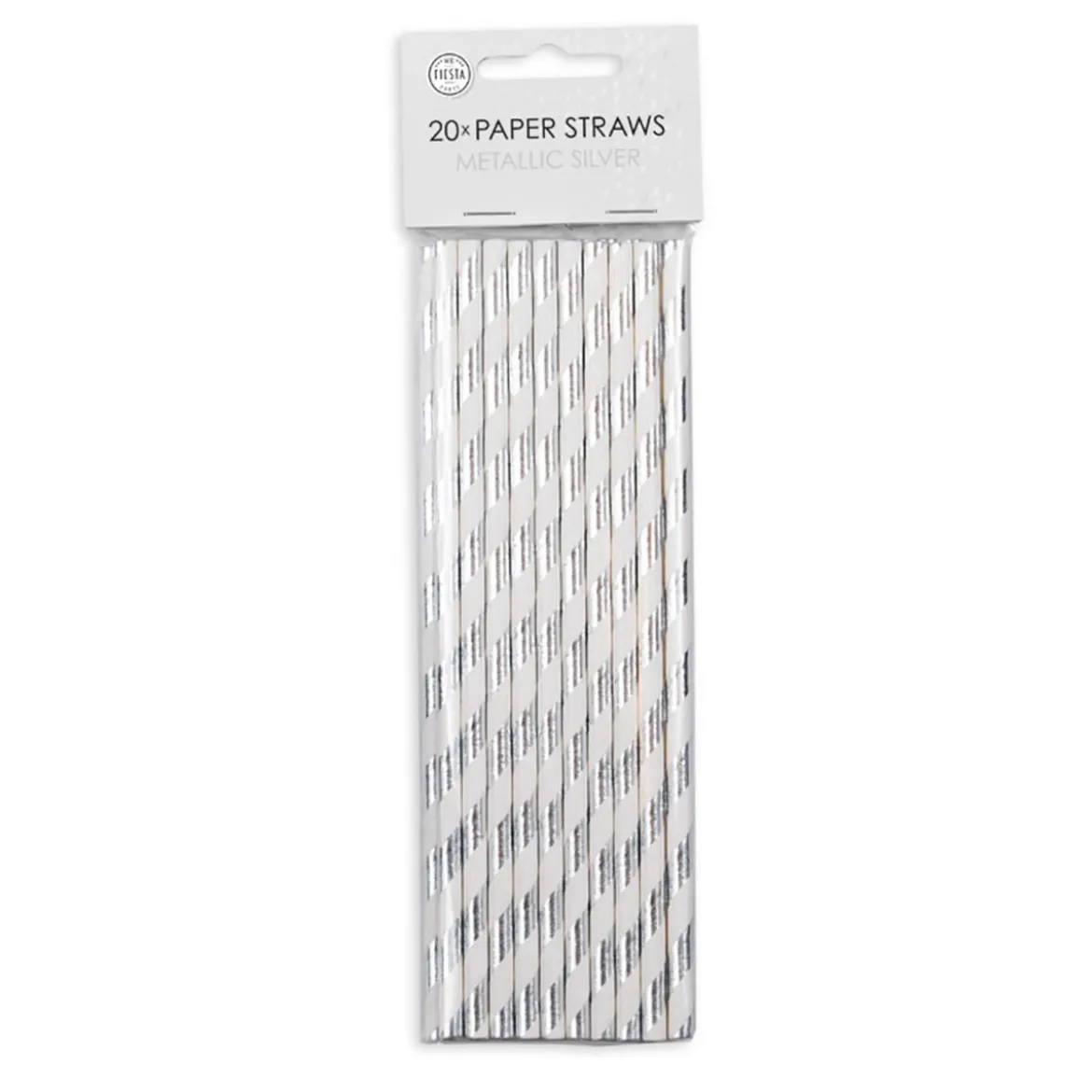 Papperssugrör, silver randig 20 st