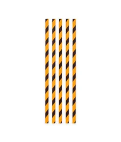 Papperssugrör, svart/orange 20 st