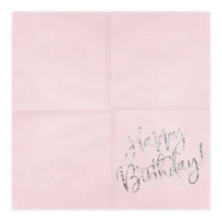 Servetter, happy birthday ljusrosa 20 st