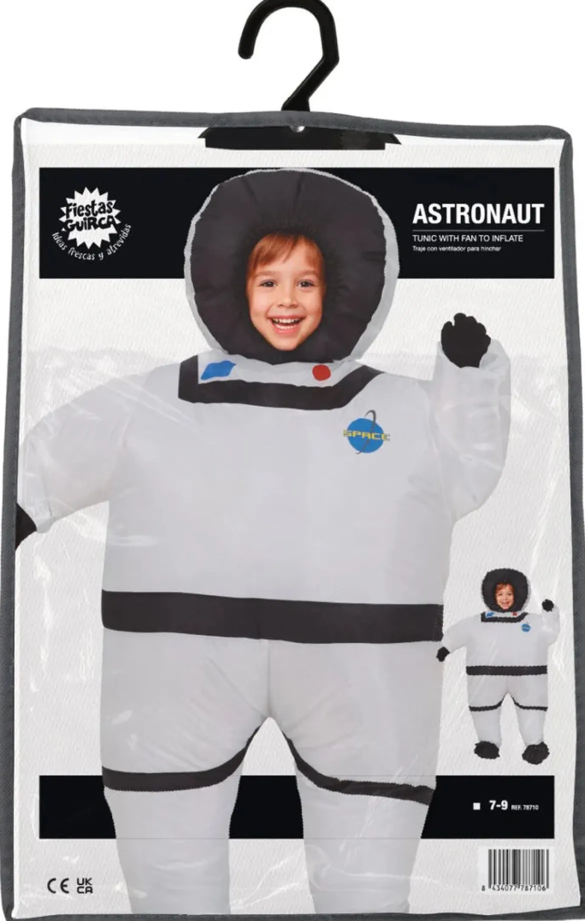 Uppblåsbar barndräkt, astronaut 7-9 år