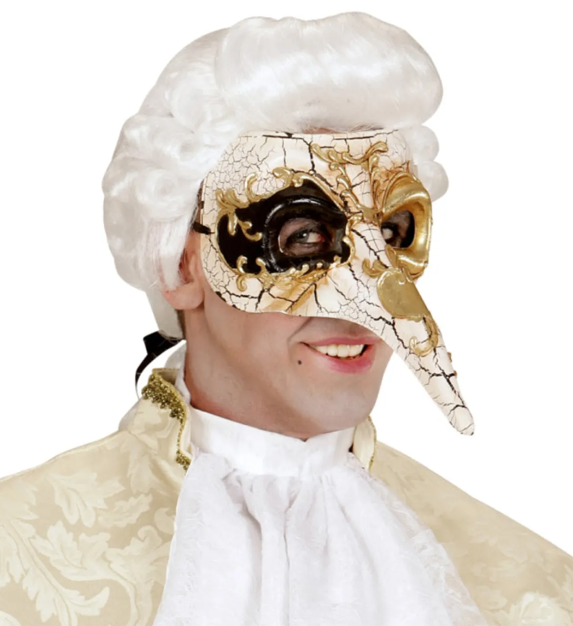 Venetiansk mask, vit/svart/guld